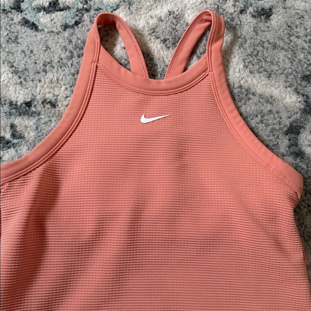 Nike Girls’ High Neck Waffle Textured Tank Top in Apricot - Picture 2 of 7